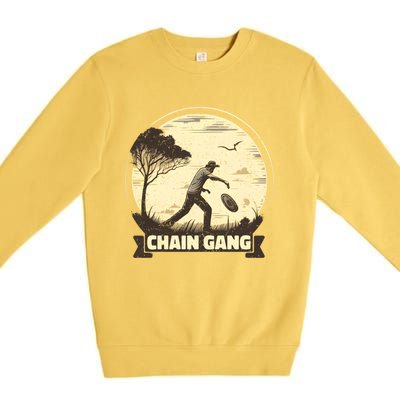 Disc Golf Disciple Chasing Chains And Flicking Frisbees Gift Premium Crewneck Sweatshirt