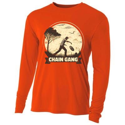 Disc Golf Disciple Chasing Chains And Flicking Frisbees Gift Cooling Performance Long Sleeve Crew