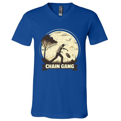 Disc Golf Disciple Chasing Chains And Flicking Frisbees Gift V-Neck T-Shirt