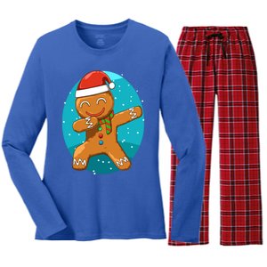 Dabbing Gingerbread Dabbing Christmas Cookie Dab Funny Funny Gift Women's Long Sleeve Flannel Pajama Set 