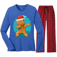 Dabbing Gingerbread Dabbing Christmas Cookie Dab Funny Funny Gift Women's Long Sleeve Flannel Pajama Set 