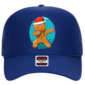 Dabbing Gingerbread Dabbing Christmas Cookie Dab Funny Funny Gift High Crown Mesh Back Trucker Hat