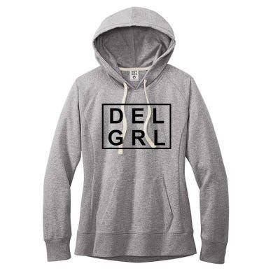 DEL GRL Delaware Girl Simple Black Design Women's Fleece Hoodie