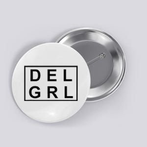 DEL GRL Delaware Girl Simple Black Design Button