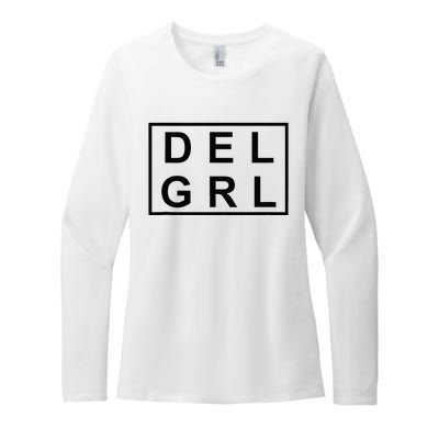 DEL GRL Delaware Girl Simple Black Design Womens CVC Long Sleeve Shirt