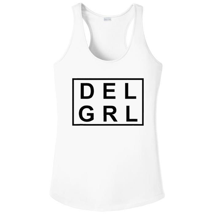 DEL GRL Delaware Girl Simple Black Design Ladies PosiCharge Competitor Racerback Tank