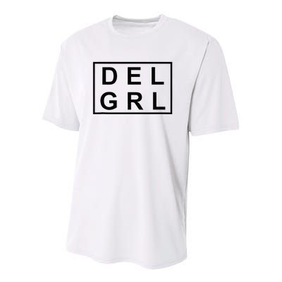 DEL GRL Delaware Girl Simple Black Design Youth Performance Sprint T-Shirt