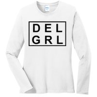 DEL GRL Delaware Girl Simple Black Design Ladies Long Sleeve Shirt