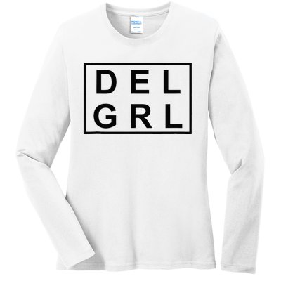 DEL GRL Delaware Girl Simple Black Design Ladies Long Sleeve Shirt