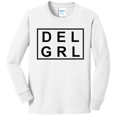 DEL GRL Delaware Girl Simple Black Design Kids Long Sleeve Shirt