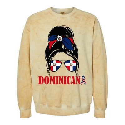 Dominicana Girl Dominican Republic Flag Women Dominicana Colorblast Crewneck Sweatshirt