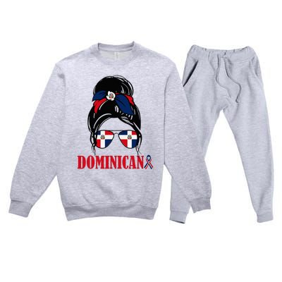 Dominicana Girl Dominican Republic Flag Women Dominicana Premium Crewneck Sweatsuit Set