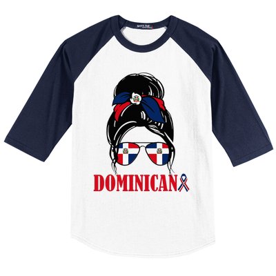 Dominicana Girl Dominican Republic Flag Women Dominicana Baseball Sleeve Shirt