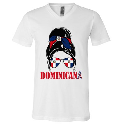 Dominicana Girl Dominican Republic Flag Women Dominicana V-Neck T-Shirt