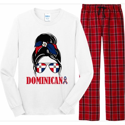 Dominicana Girl Dominican Republic Flag Women Dominicana Long Sleeve Pajama Set