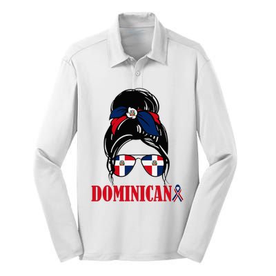 Dominicana Girl Dominican Republic Flag Women Dominicana Silk Touch Performance Long Sleeve Polo