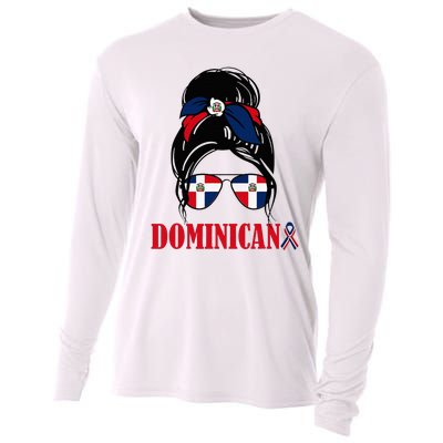 Dominicana Girl Dominican Republic Flag Women Dominicana Cooling Performance Long Sleeve Crew