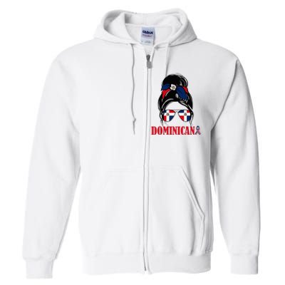 Dominicana Girl Dominican Republic Flag Women Dominicana Full Zip Hoodie