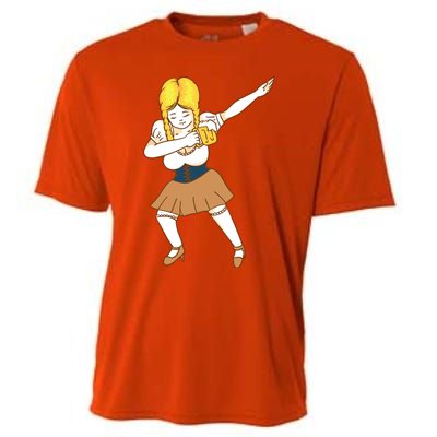 Dabbing German Dirndl Girl Beer Mug Shirts Oktoberfest Gift Cooling Performance Crew T-Shirt