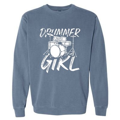 Drummer Girl Drum Kit Garment-Dyed Sweatshirt