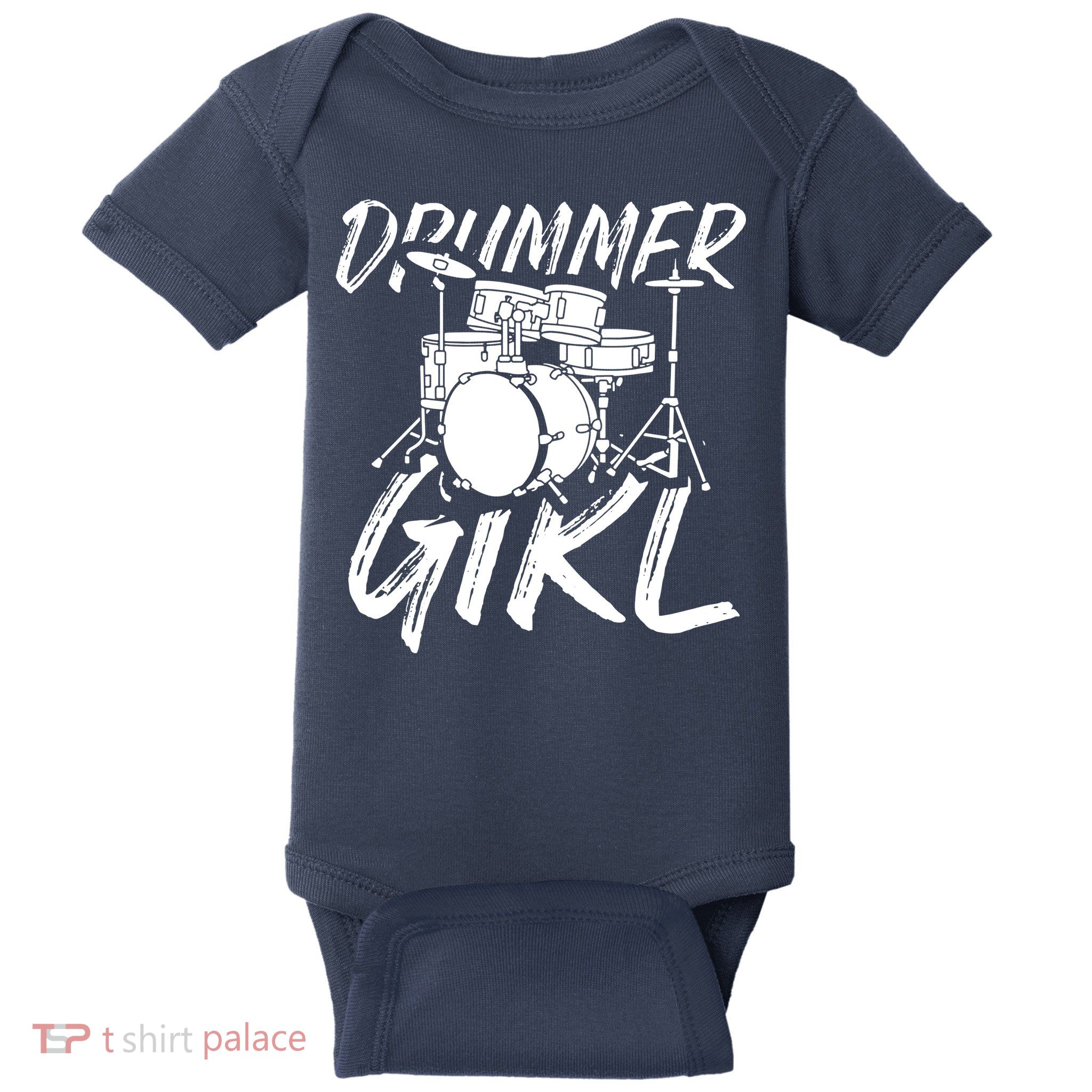 Drummer Girl Drum Kit Baby Bodysuit