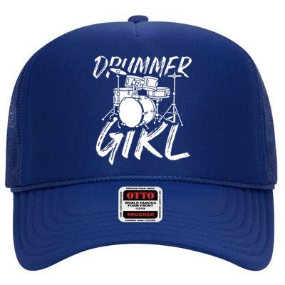 Drummer Girl Drum Kit High Crown Mesh Back Trucker Hat