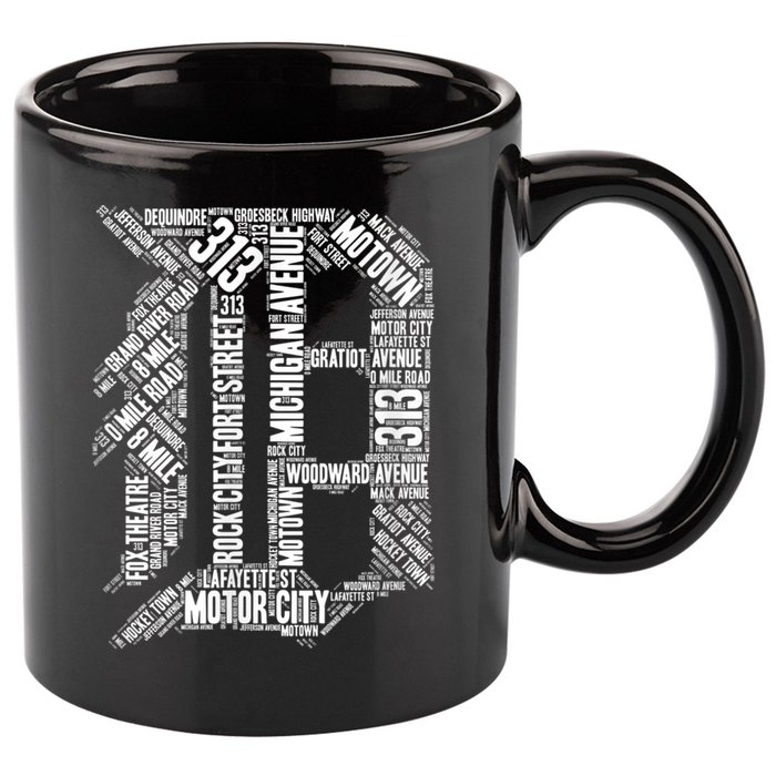 Detroit Graphic D 11oz C Handle Ceramic Mug