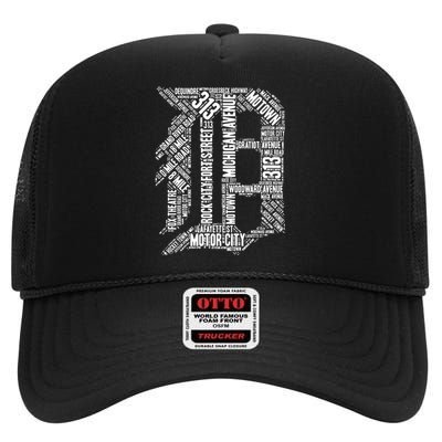 Detroit Graphic D High Crown Mesh Back Trucker Hat