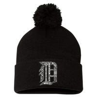 Detroit Graphic D Pom Pom 12in Knit Beanie