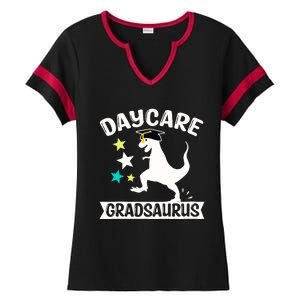 Daycare Gradsaurus Dinosaur Baby Boy Daycare Graduation Ladies Halftime Notch Neck Tee