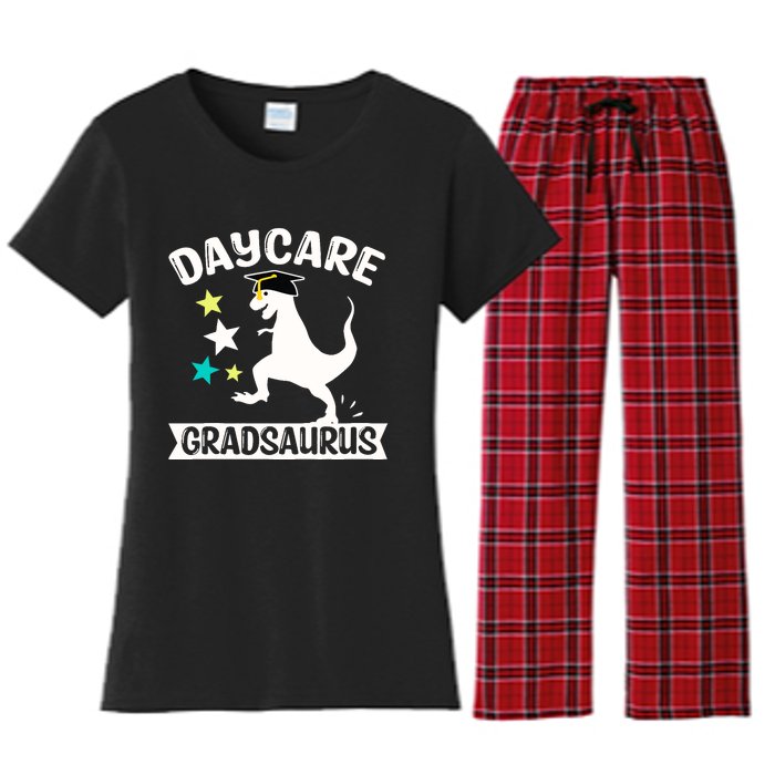 Daycare Gradsaurus Dinosaur Baby Boy Daycare Graduation Women's Flannel Pajama Set