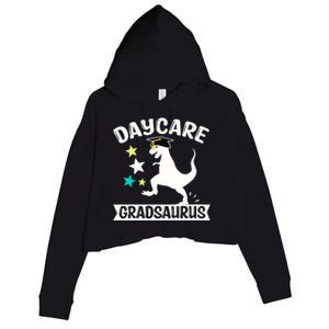 Daycare Gradsaurus Dinosaur Baby Boy Daycare Graduation Crop Fleece Hoodie