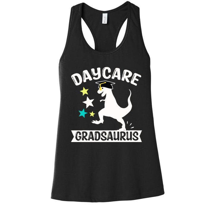 Daycare Gradsaurus Dinosaur Baby Boy Daycare Graduation Women's Racerback Tank