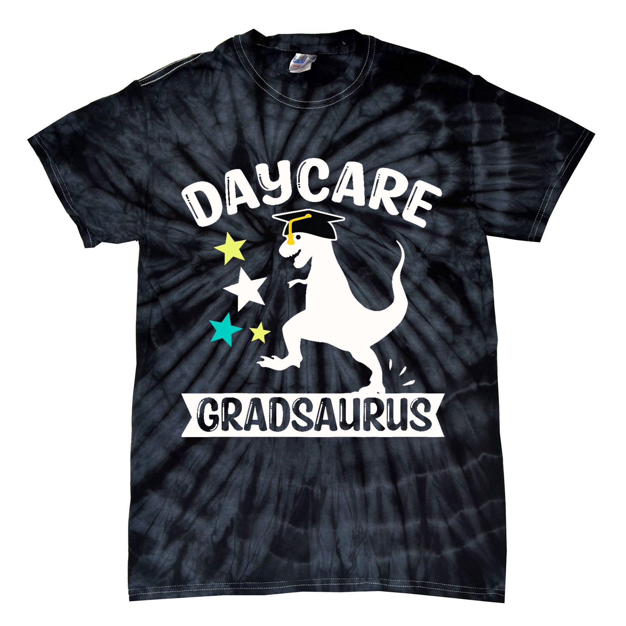 Daycare Gradsaurus Dinosaur Baby Boy Daycare Graduation Tie-Dye T-Shirt