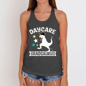 Daycare Gradsaurus Dinosaur Baby Boy Daycare Graduation Women's Knotted Racerback Tank