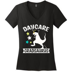 Daycare Gradsaurus Dinosaur Baby Boy Daycare Graduation Women's V-Neck T-Shirt