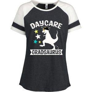 Daycare Gradsaurus Dinosaur Baby Boy Daycare Graduation Enza Ladies Jersey Colorblock Tee