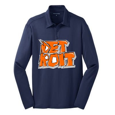 Detroit Graffiti Silk Touch Performance Long Sleeve Polo