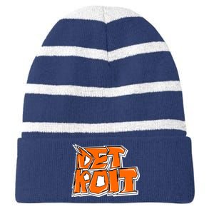 Detroit Graffiti Striped Beanie with Solid Band