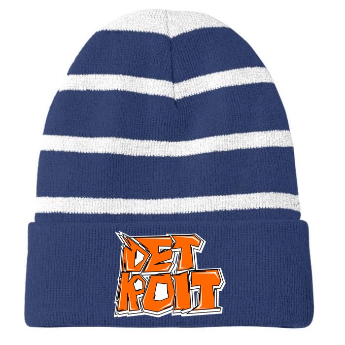 Detroit Graffiti Striped Beanie with Solid Band