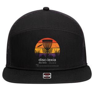 Disc Golf Disclexia Disc Golf Meme Funny Disc Golf 7 Panel Mesh Trucker Snapback Hat