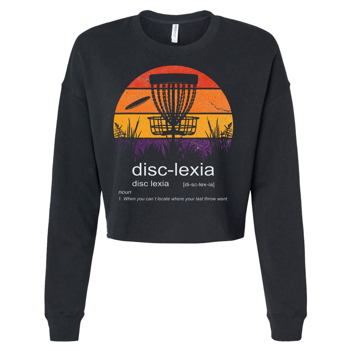 Disc Golf Disclexia Disc Golf Meme Funny Disc Golf Cropped Pullover Crew