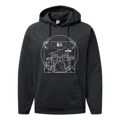 Drummer Gift Da Vinci Drums Drawing Present for Music Fans Performance Fleece Hoodie