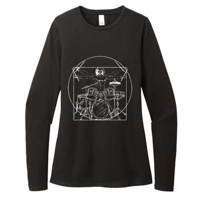 Drummer Gift Da Vinci Drums Drawing Present for Music Fans Womens CVC Long Sleeve Shirt