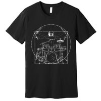 Drummer Gift Da Vinci Drums Drawing Present for Music Fans Premium T-Shirt