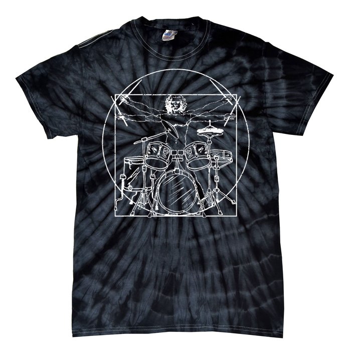 Drummer Gift Da Vinci Drums Drawing Present for Music Fans Tie-Dye T-Shirt