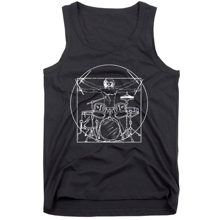 Drummer Gift Da Vinci Drums Drawing Present for Music Fans Tank Top