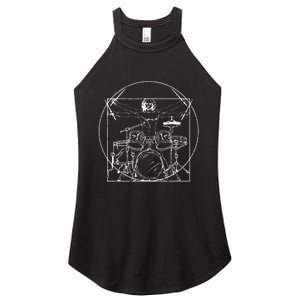 Drummer Gift Da Vinci Drums Drawing Present for Music Fans Women's Perfect Tri Rocker Tank