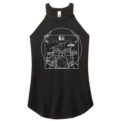 Drummer Gift Da Vinci Drums Drawing Present for Music Fans Women's Perfect Tri Rocker Tank