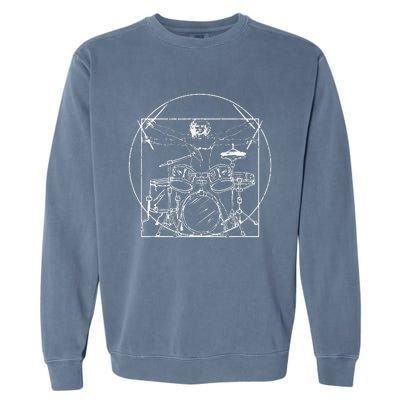 Drummer Gift Da Vinci Drums Drawing Present for Music Fans Garment-Dyed Sweatshirt